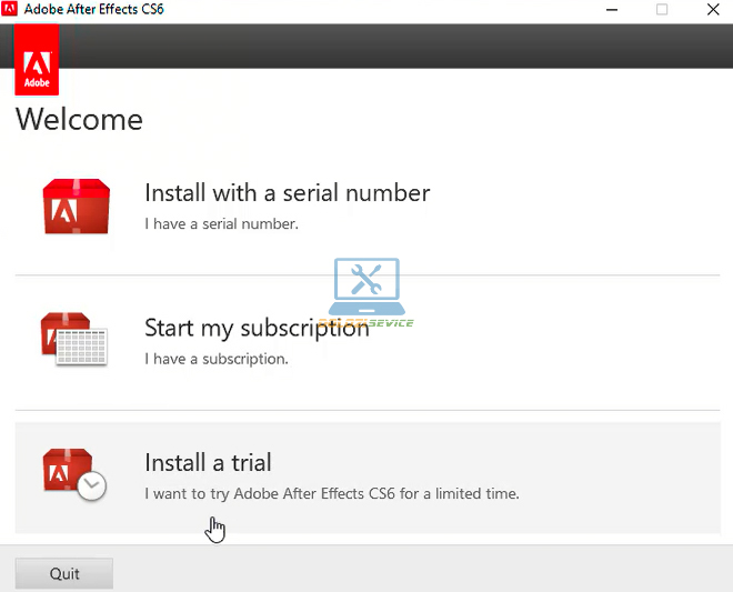 Chọn Install a trial