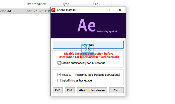 Chọn Install