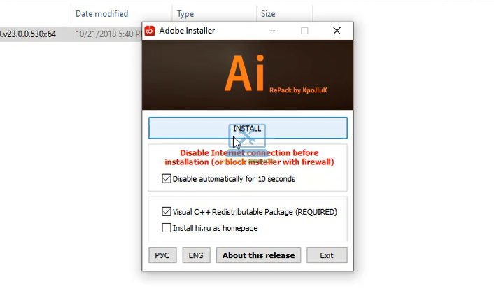 Chọn Install